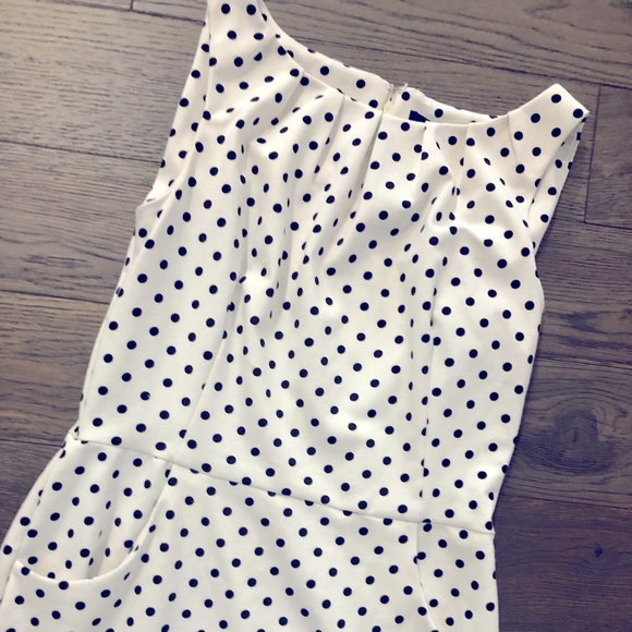 Chaps Polka-Dot Ponte Dress with pockets! - Picture 4 of 5